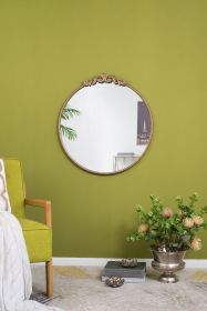 30" x 32" Round Gold Mirror, Wall Mounted Mirror with Metal Frame for Bathroom Living Room 30" x 32" Round Gold Mirror, Wall Mounted Mirror with Metal Frame for Bathroom Living Room